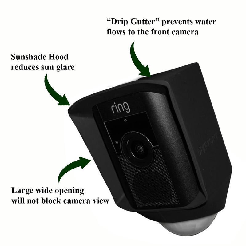 Meffort Inc Silicone Skin Case Cover Compatible with Ring Floodlight Cam Wired Plus, Floodlight Camera - Sun Glare, UV & Weather Protection Skins Cover - Black - Image 2
